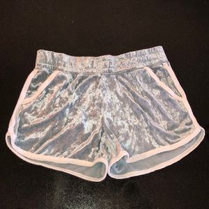 Velvet Track Shorts ✨ Crushed Velvet Baby Blue Athletic Shorts – Size M/L
